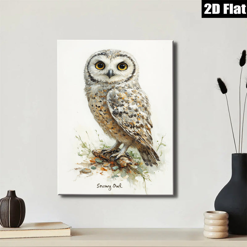 2D flat 1pc Charming Snowy Owl Portrait Wildlife Art Living Room Bedroom Gallery Wall Decor Modern Farmhouse Rustic Style Canvas Prints