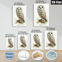 2D flat 1pc Charming Snowy Owl Portrait Wildlife Art Living Room Bedroom Gallery Wall Decor Modern Farmhouse Rustic Style Canvas Prints