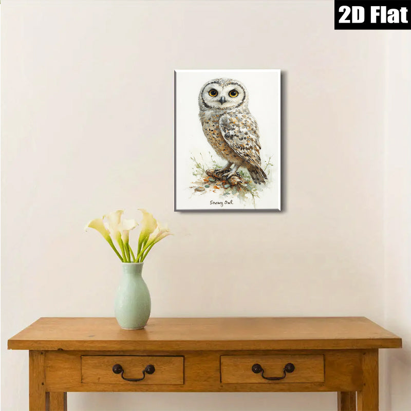 2D flat 1pc Charming Snowy Owl Portrait Wildlife Art Living Room Bedroom Gallery Wall Decor Modern Farmhouse Rustic Style Canvas Prints