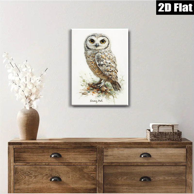 2D flat 1pc Charming Snowy Owl Portrait Wildlife Art Living Room Bedroom Gallery Wall Decor Modern Farmhouse Rustic Style Canvas Prints
