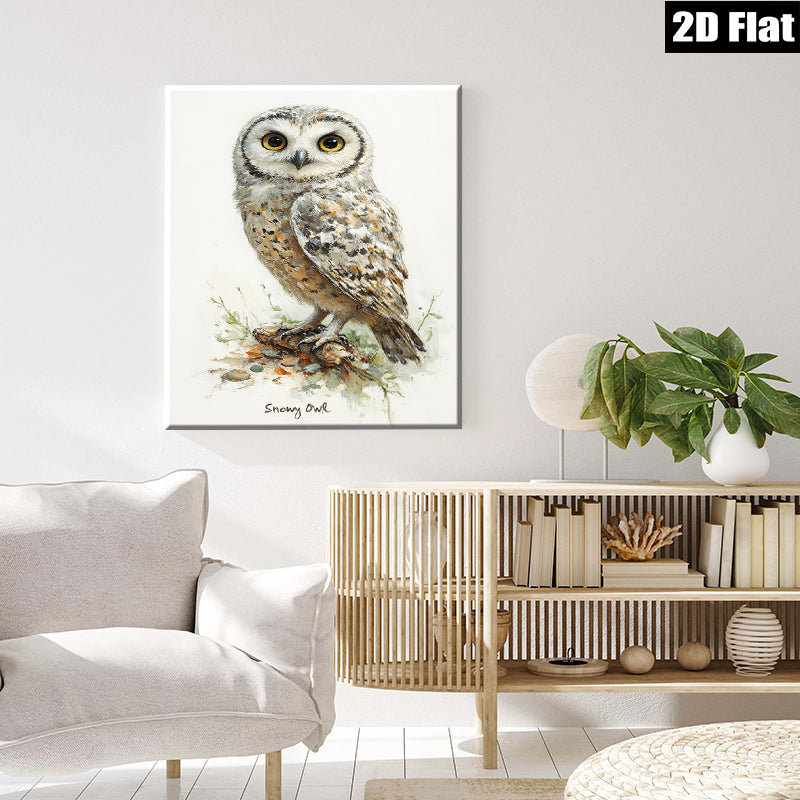 2D flat 1pc Charming Snowy Owl Portrait Wildlife Art Living Room Bedroom Gallery Wall Decor Modern Farmhouse Rustic Style Canvas Prints