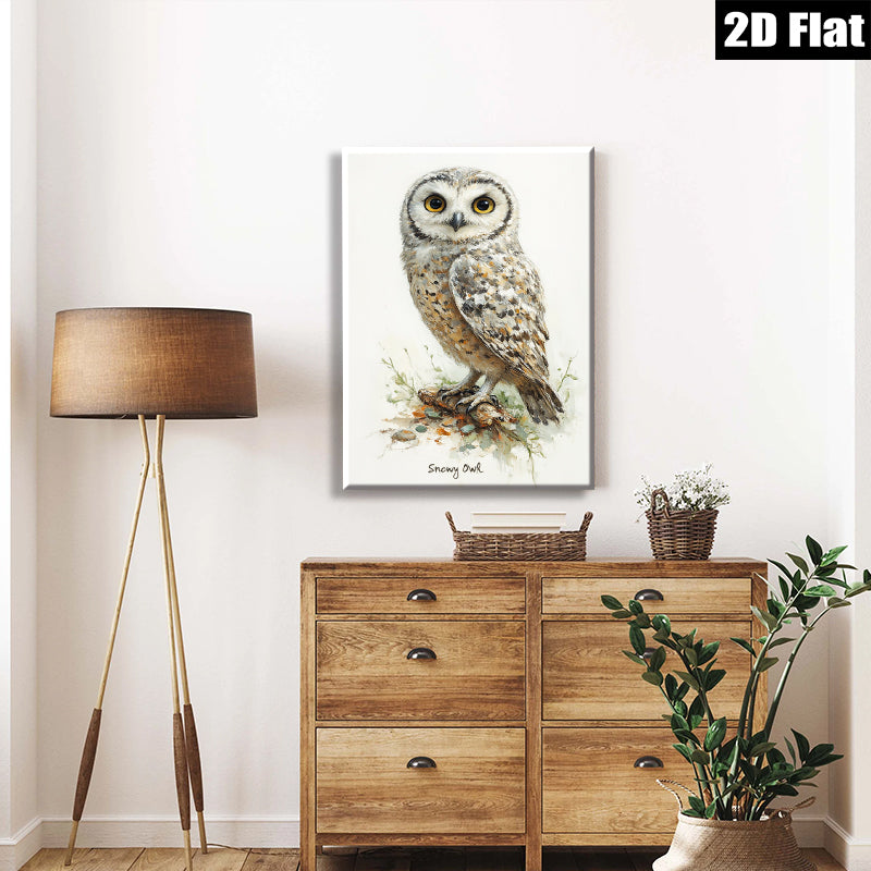 2D flat 1pc Charming Snowy Owl Portrait Wildlife Art Living Room Bedroom Gallery Wall Decor Modern Farmhouse Rustic Style Canvas Prints