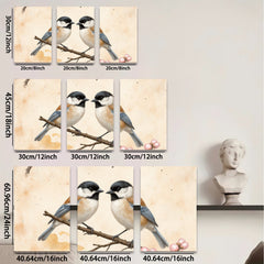 2D flat 1pc Charming Songbirds Perched on Branch Farmhouse Wall Decor Living Room Bedroom Art Prints Canvas Paintings Modern Minimalist Gallery Wrapped Tealightful