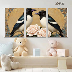 2D flat 1pc Charming Songbirds with Blush Roses Wall Art for Living Room Bedroom Home Decor Farmhouse Style Gallery Wrapped Canvas Prints