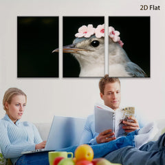 2D flat 1pc Charming bird with floral crown wall art for bedroom living room farmhouse decor gallery wrapped canvas prints modern minimalist style