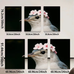 2D flat 1pc Charming bird with floral crown wall art for bedroom living room farmhouse decor gallery wrapped canvas prints modern minimalist style