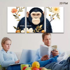 2D flat 1pc Charming chimpanzee portrait botanical wall art living room bedroom home decor farmhouse style gallery wrapped canvas prints modern aesthetic