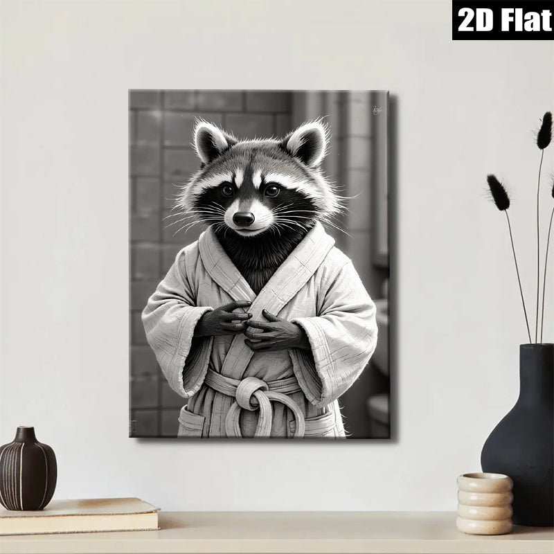2D flat 1pc Charming raccoon portrait whimsical animal art cozy farmhouse decor living room bedroom gallery wall modern aesthetic