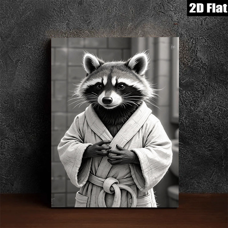 2D flat 1pc Charming raccoon portrait whimsical animal art cozy farmhouse decor living room bedroom gallery wall modern aesthetic