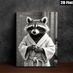 2D flat 1pc Charming raccoon portrait whimsical animal art cozy farmhouse decor living room bedroom gallery wall modern aesthetic