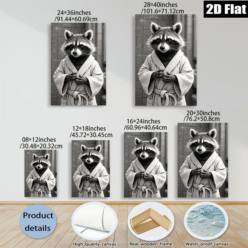 2D flat 1pc Charming raccoon portrait whimsical animal art cozy farmhouse decor living room bedroom gallery wall modern aesthetic