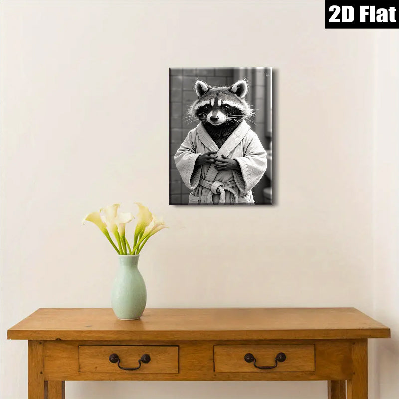 2D flat 1pc Charming raccoon portrait whimsical animal art cozy farmhouse decor living room bedroom gallery wall modern aesthetic