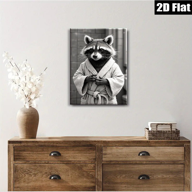 2D flat 1pc Charming raccoon portrait whimsical animal art cozy farmhouse decor living room bedroom gallery wall modern aesthetic