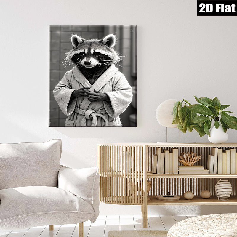 2D flat 1pc Charming raccoon portrait whimsical animal art cozy farmhouse decor living room bedroom gallery wall modern aesthetic
