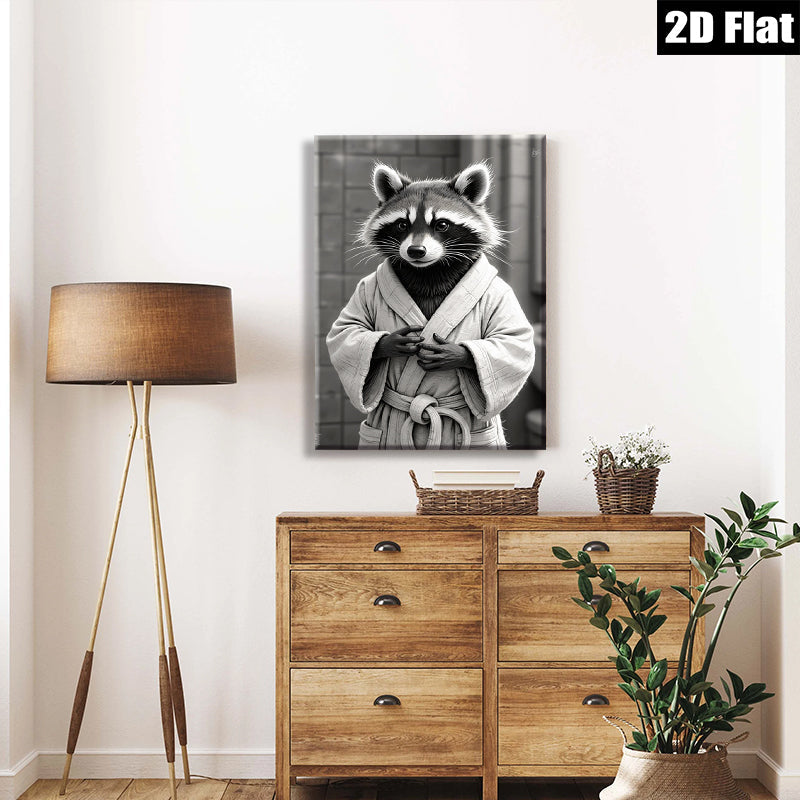 2D flat 1pc Charming raccoon portrait whimsical animal art cozy farmhouse decor living room bedroom gallery wall modern aesthetic