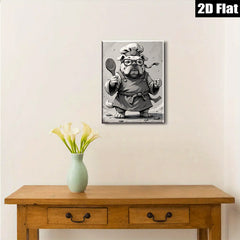 2D flat 1pc Chef Bulldog Canvas Wall Art Kitchen Dining Room Decor Farmhouse Style Modern Minimalist Art Prints Ready to Hang Gift Ideas