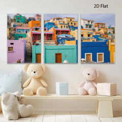 2D flat 1pc Chefchaouen Morocco Blue City Wall Art Vibrant Home Decor Living Room Bedroom Modern Farmhouse Gallery Wrapped Canvas Prints for Wall Décor