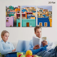 2D flat 1pc Chefchaouen Morocco Blue City Wall Art Vibrant Home Decor Living Room Bedroom Modern Farmhouse Gallery Wrapped Canvas Prints for Wall Décor