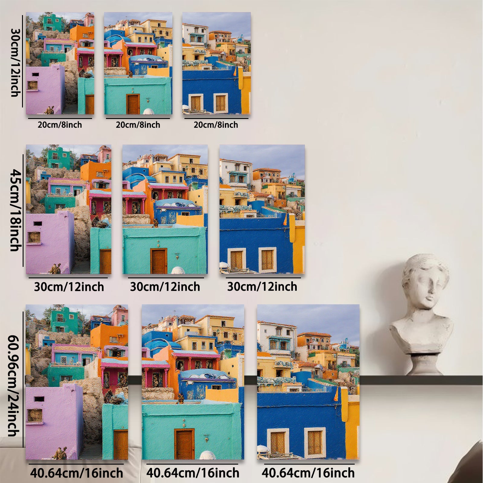 2D flat 1pc Chefchaouen Morocco Blue City Wall Art Vibrant Home Decor Living Room Bedroom Modern Farmhouse Gallery Wrapped Canvas Prints for Wall Décor