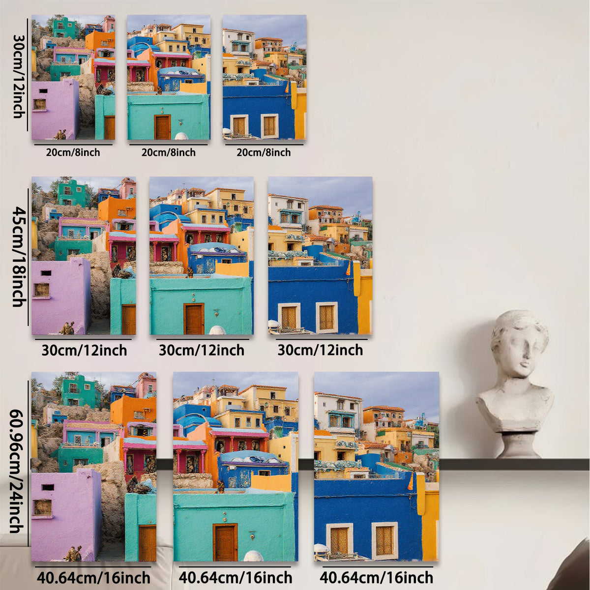 2D flat 1pc Chefchaouen Morocco Blue City Wall Art Vibrant Home Decor Living Room Bedroom Modern Farmhouse Gallery Wrapped Canvas Prints for Wall Décor