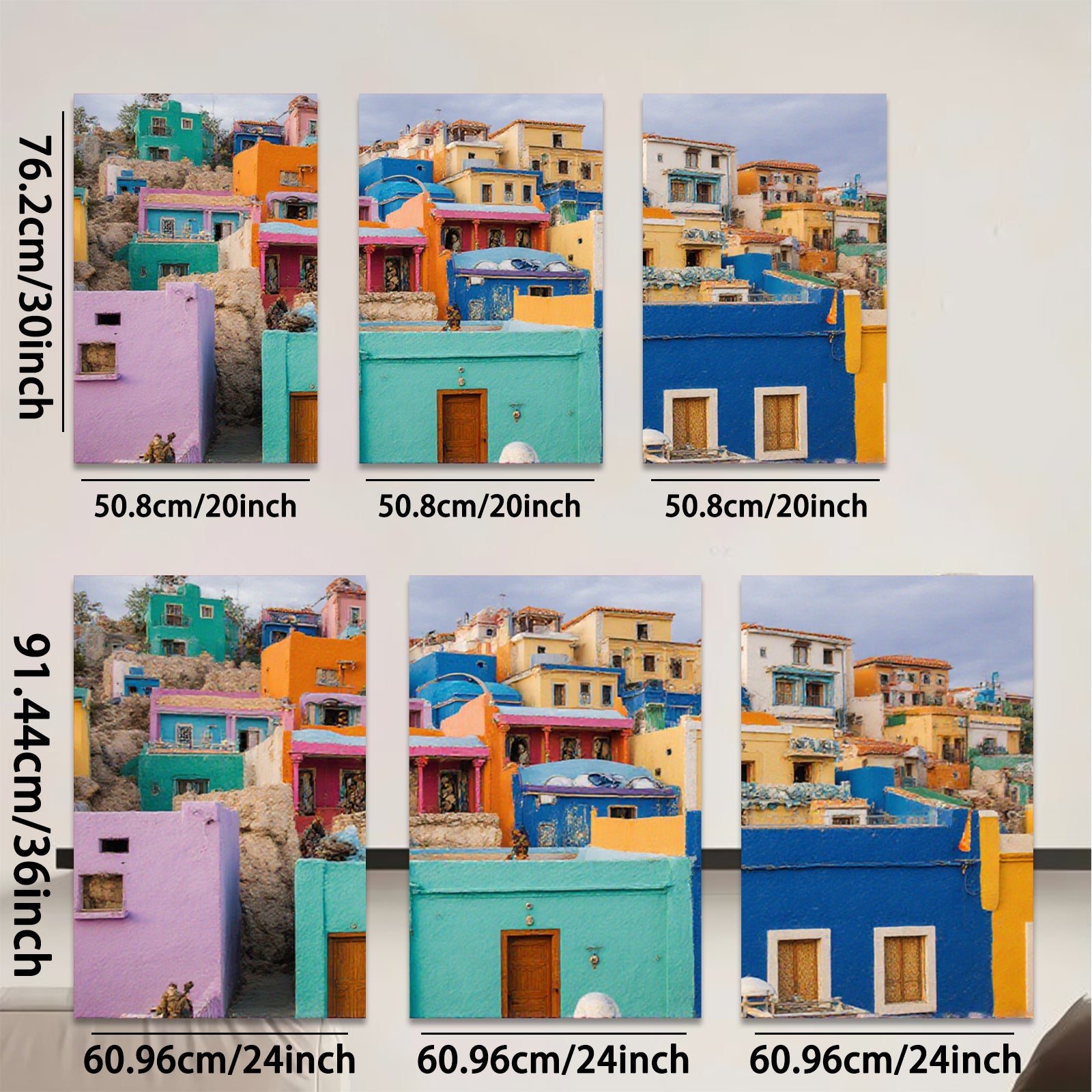 2D flat 1pc Chefchaouen Morocco Blue City Wall Art Vibrant Home Decor Living Room Bedroom Modern Farmhouse Gallery Wrapped Canvas Prints for Wall Décor