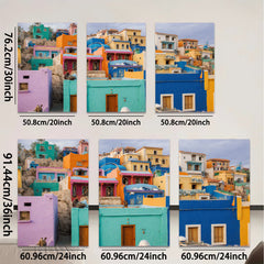 2D flat 1pc Chefchaouen Morocco Blue City Wall Art Vibrant Home Decor Living Room Bedroom Modern Farmhouse Gallery Wrapped Canvas Prints for Wall Décor
