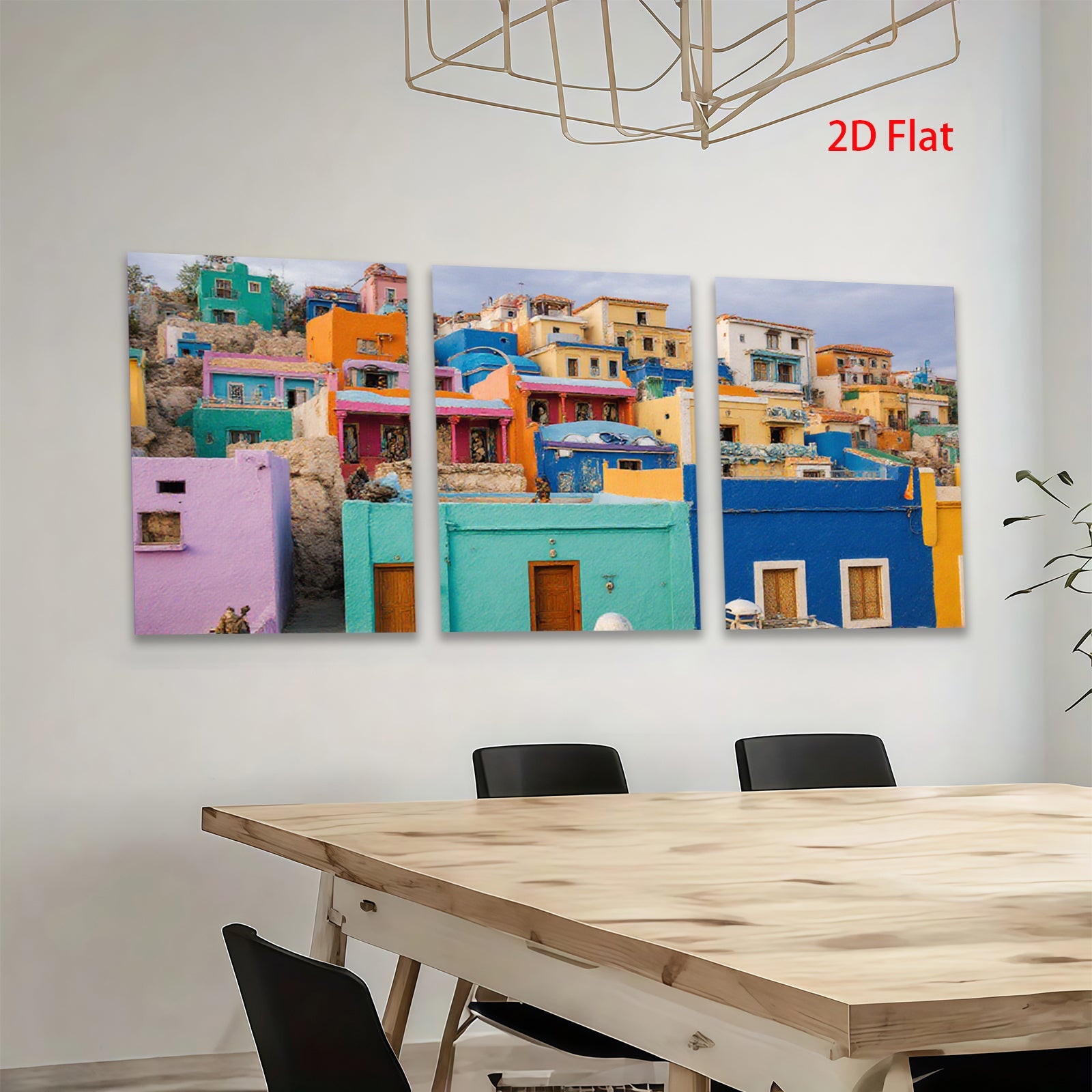 2D flat 1pc Chefchaouen Morocco Blue City Wall Art Vibrant Home Decor Living Room Bedroom Modern Farmhouse Gallery Wrapped Canvas Prints for Wall Décor