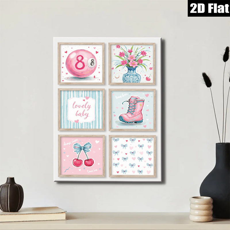 2D flat 1pc Cherry Blossom Pink Kids Room Wall Art Decor Cute Playroom Prints Nursery Canvas Paintings Modern Farmhouse Style