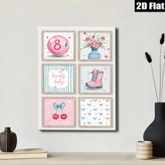2D flat 1pc Cherry Blossom Pink Kids Room Wall Art Decor Cute Playroom Prints Nursery Canvas Paintings Modern Farmhouse Style