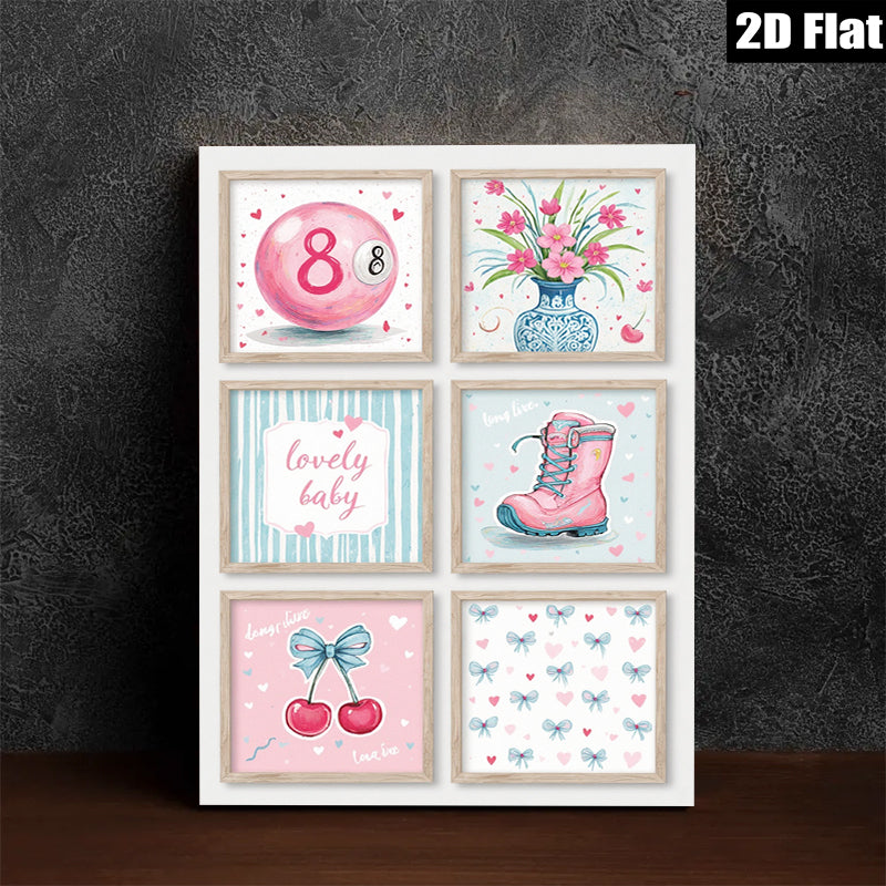 2D flat 1pc Cherry Blossom Pink Kids Room Wall Art Decor Cute Playroom Prints Nursery Canvas Paintings Modern Farmhouse Style