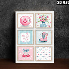 2D flat 1pc Cherry Blossom Pink Kids Room Wall Art Decor Cute Playroom Prints Nursery Canvas Paintings Modern Farmhouse Style