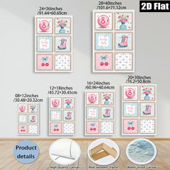 2D flat 1pc Cherry Blossom Pink Kids Room Wall Art Decor Cute Playroom Prints Nursery Canvas Paintings Modern Farmhouse Style
