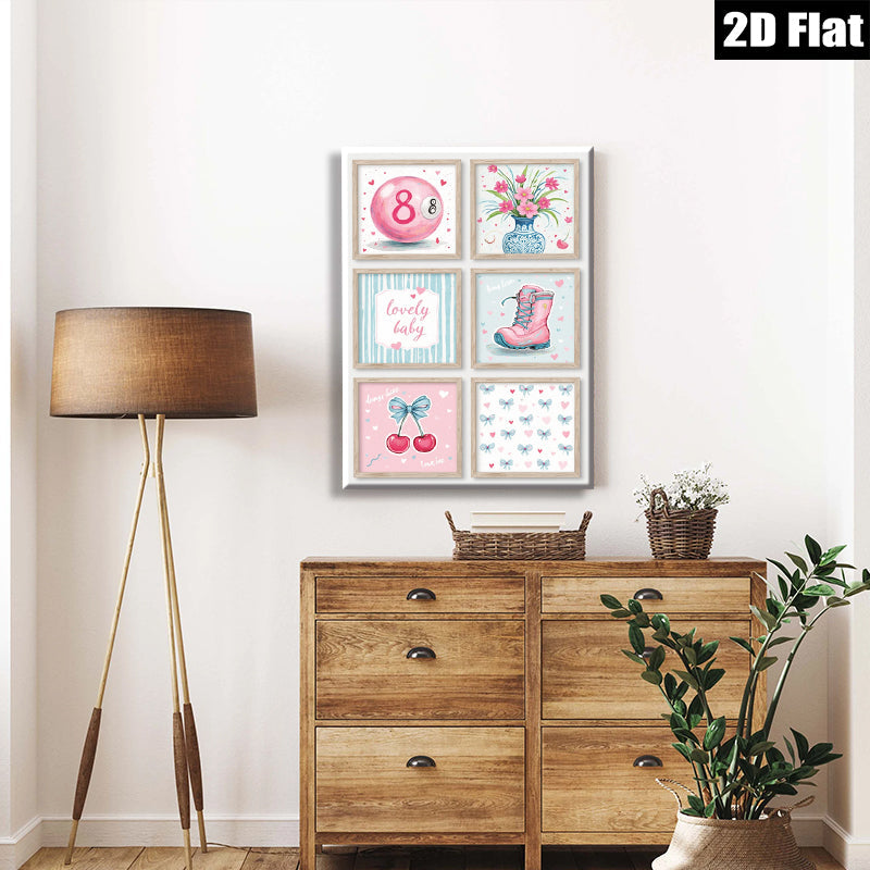 2D flat 1pc Cherry Blossom Pink Kids Room Wall Art Decor Cute Playroom Prints Nursery Canvas Paintings Modern Farmhouse Style