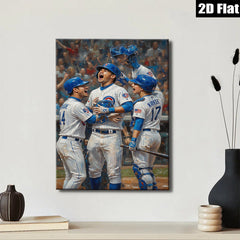 2D flat 1pc Chicago Cubs Baseball Victory Celebration Wall Art Decor for Living Room Bedroom Sports Fan Gift Modern Canvas Prints