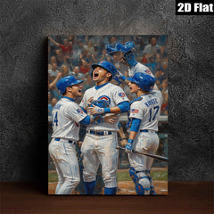 2D flat 1pc Chicago Cubs Baseball Victory Celebration Wall Art Decor for Living Room Bedroom Sports Fan Gift Modern Canvas Prints