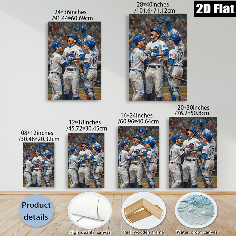 2D flat 1pc Chicago Cubs Baseball Victory Celebration Wall Art Decor for Living Room Bedroom Sports Fan Gift Modern Canvas Prints