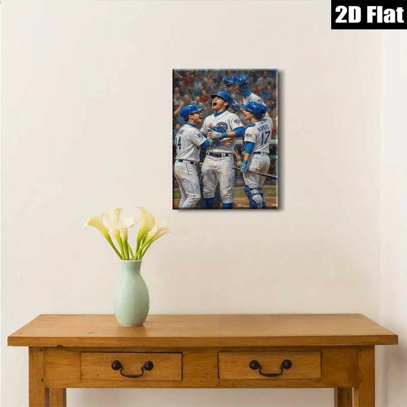 2D flat 1pc Chicago Cubs Baseball Victory Celebration Wall Art Decor for Living Room Bedroom Sports Fan Gift Modern Canvas Prints