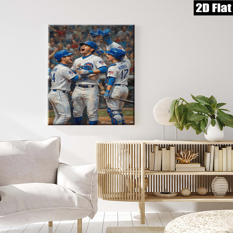 2D flat 1pc Chicago Cubs Baseball Victory Celebration Wall Art Decor for Living Room Bedroom Sports Fan Gift Modern Canvas Prints