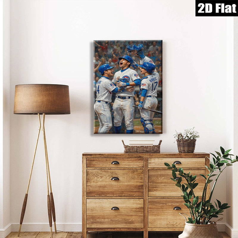 2D flat 1pc Chicago Cubs Baseball Victory Celebration Wall Art Decor for Living Room Bedroom Sports Fan Gift Modern Canvas Prints