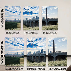 2D flat 1pc Chicago Skyline Bridge Pastoral View Wall Art Decor For Living Room Bedroom Office Modern Farmhouse Rustic Gallery Wrapped Canvas Prints