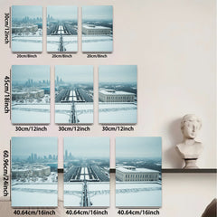 2D flat 1pc Chicago Winter Skyline Snowscape City View Wall Art Canvas Prints for Living Room Bedroom Office Decor farmhouse style modern minimalist gallery wrapped