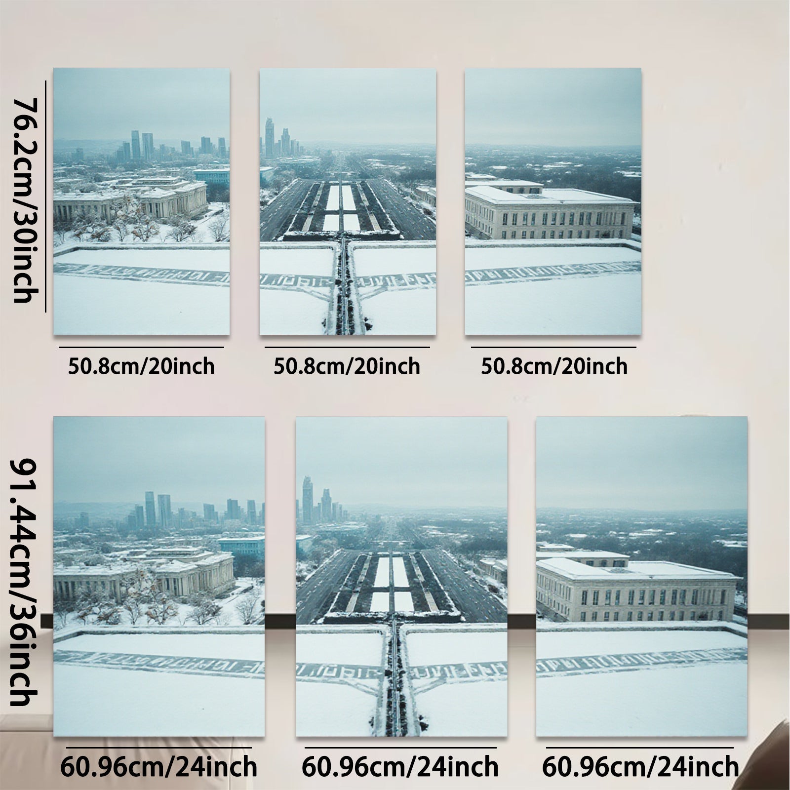 2D flat 1pc Chicago Winter Skyline Snowscape City View Wall Art Canvas Prints for Living Room Bedroom Office Decor farmhouse style modern minimalist gallery wrapped