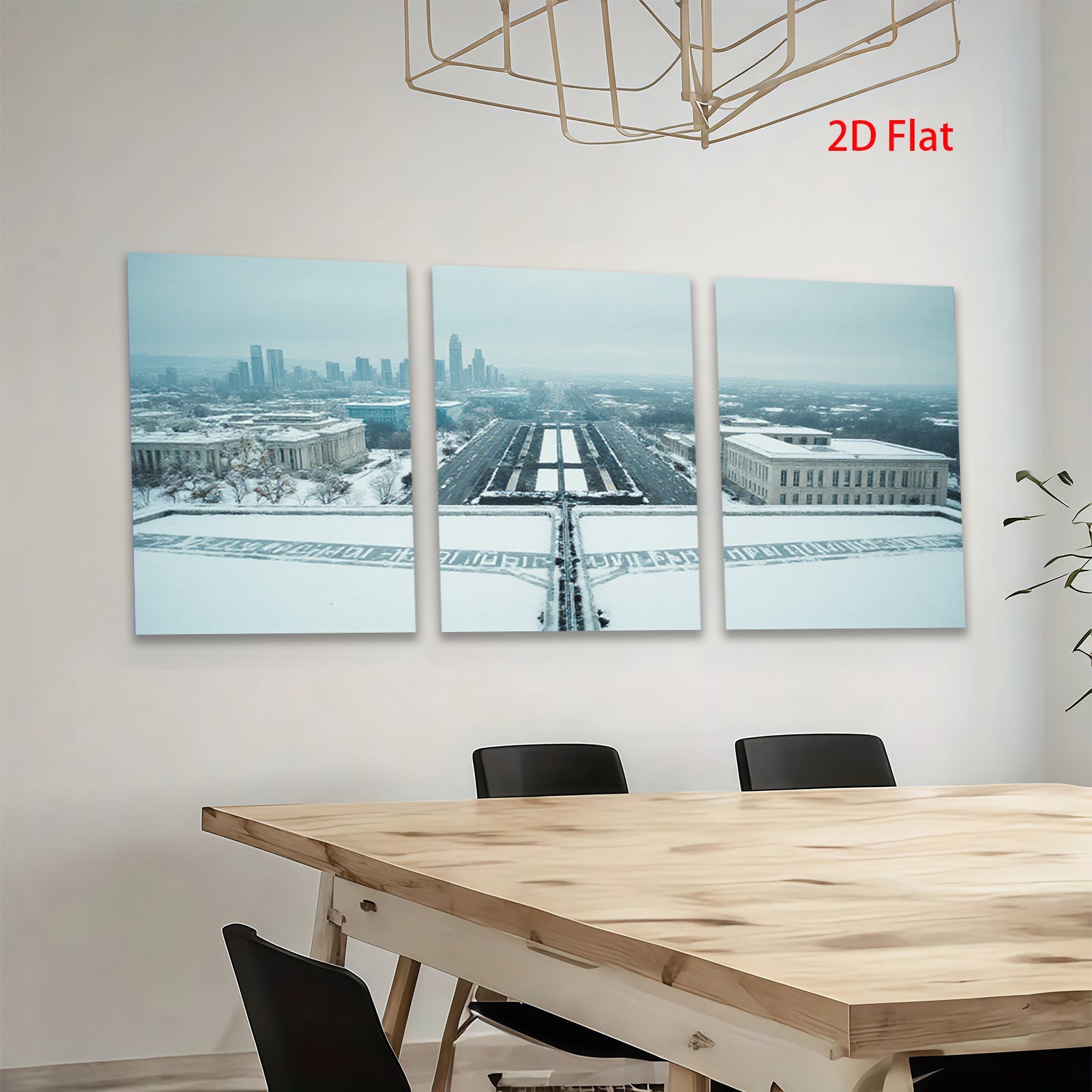 2D flat 1pc Chicago Winter Skyline Snowscape City View Wall Art Canvas Prints for Living Room Bedroom Office Decor farmhouse style modern minimalist gallery wrapped