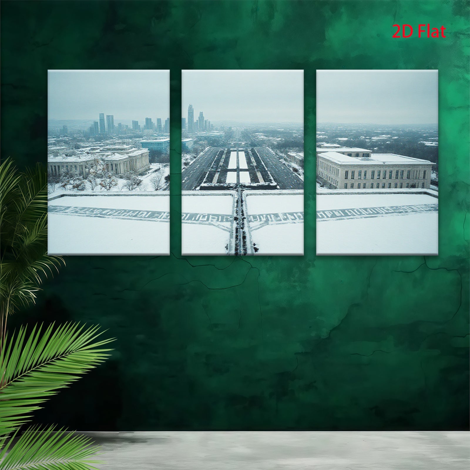 2D flat 1pc Chicago Winter Skyline Snowscape City View Wall Art Canvas Prints for Living Room Bedroom Office Decor farmhouse style modern minimalist gallery wrapped