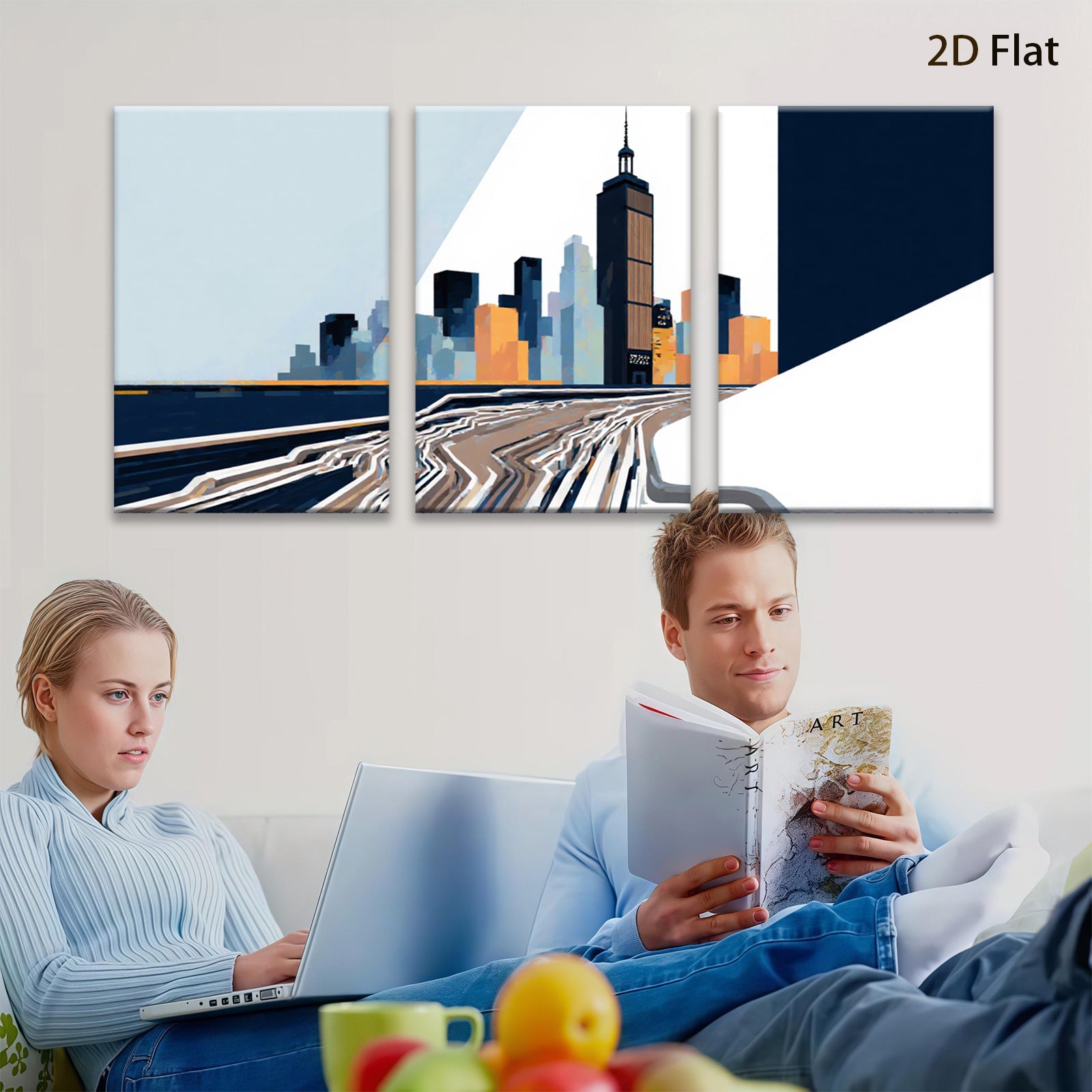 2D flat 1pc Chicago skyline modern city wall art canvas prints for living room bedroom office decor farmhouse style inspirational home enhancements