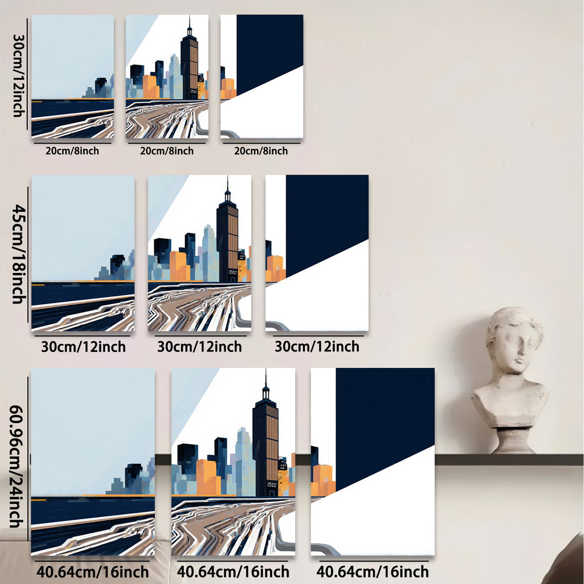 2D flat 1pc Chicago skyline modern city wall art canvas prints for living room bedroom office decor farmhouse style inspirational home enhancements