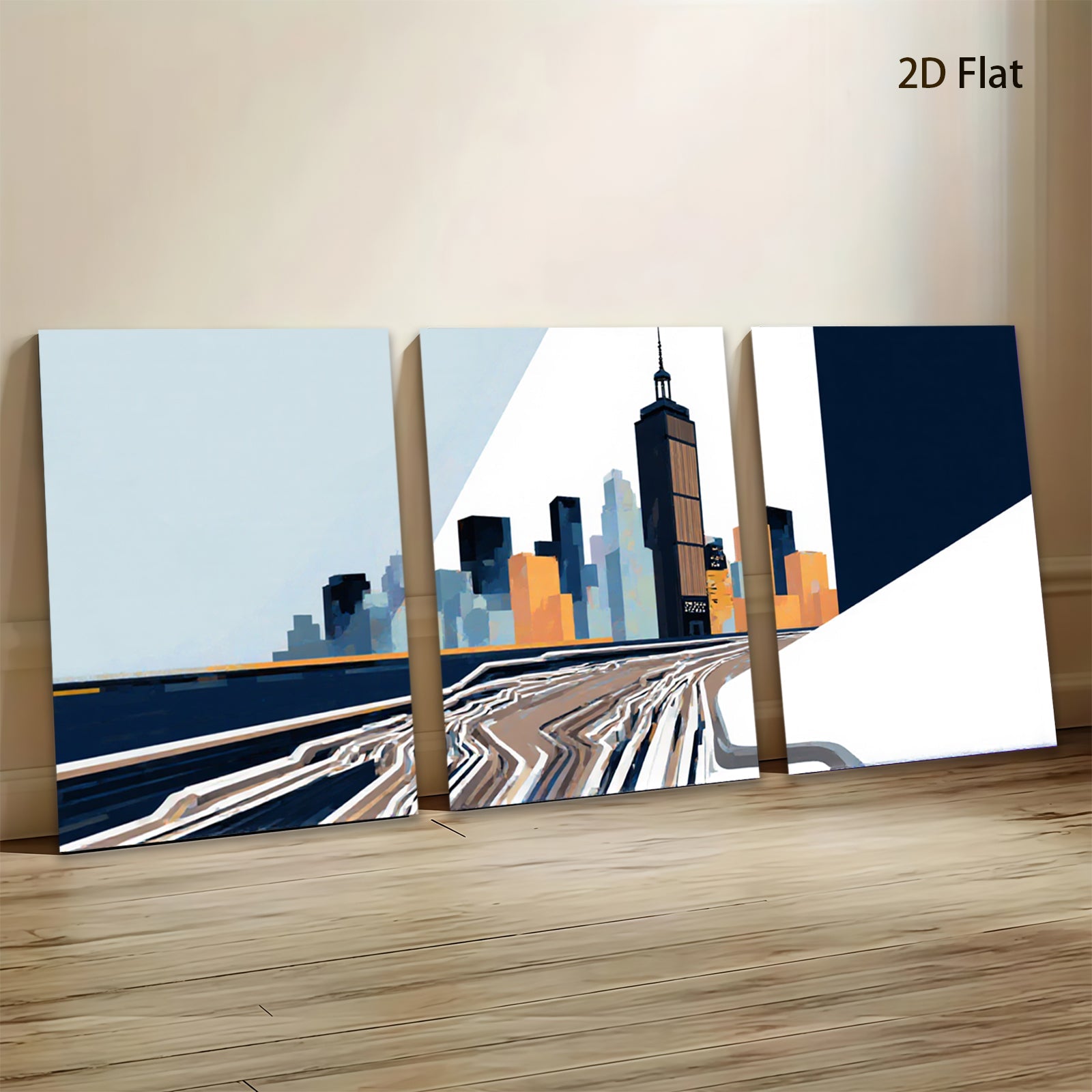 2D flat 1pc Chicago skyline modern city wall art canvas prints for living room bedroom office decor farmhouse style inspirational home enhancements