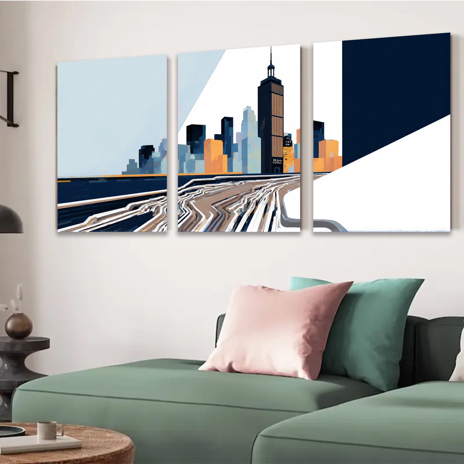 2D flat 1pc Chicago skyline modern city wall art canvas prints for living room bedroom office decor farmhouse style inspirational home enhancements