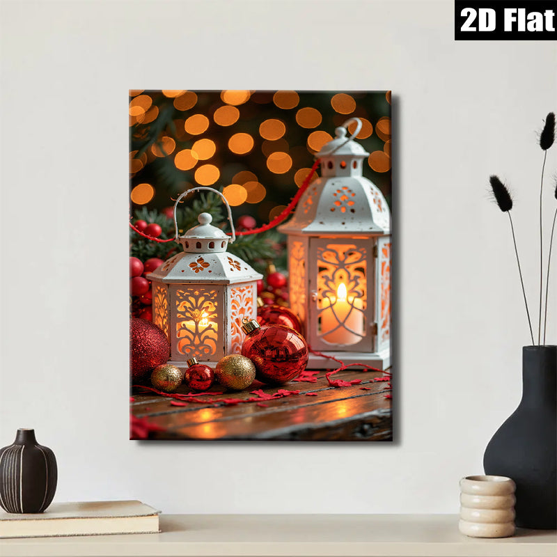 2D flat 1pc Christmas Lanterns Festive Ornaments Holiday Cheer Living Room Decor Farmhouse Style Wall Art Gift Idea Trending Now Modern Minimalist