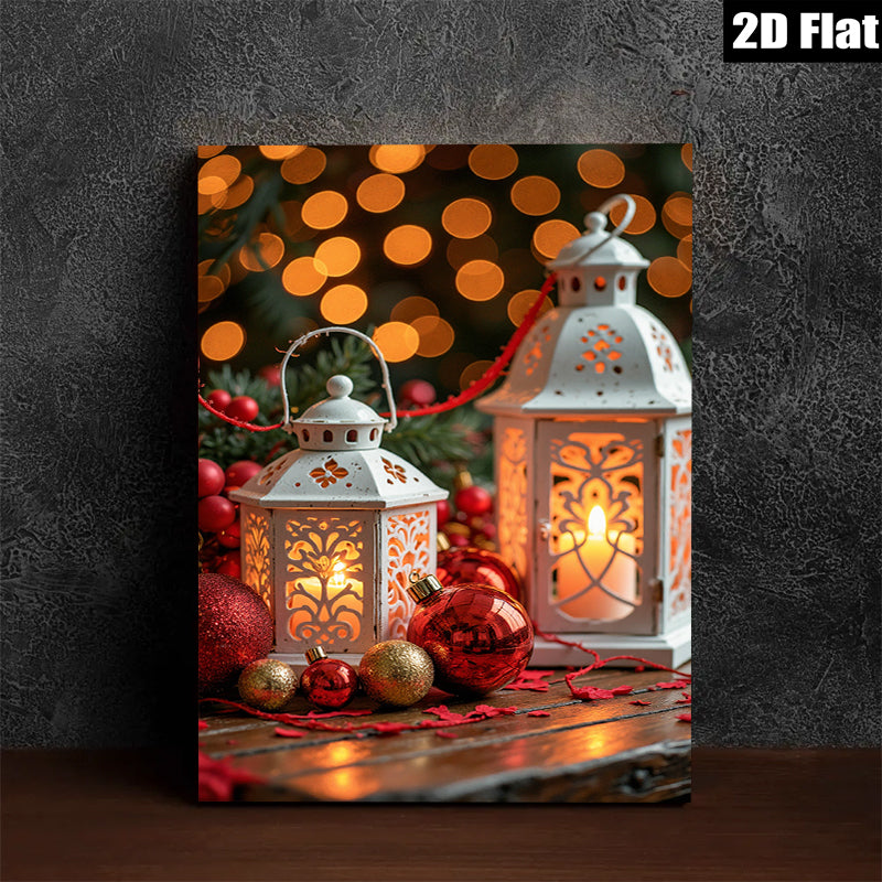 2D flat 1pc Christmas Lanterns Festive Ornaments Holiday Cheer Living Room Decor Farmhouse Style Wall Art Gift Idea Trending Now Modern Minimalist